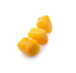 mango cube slices isolated on the white background