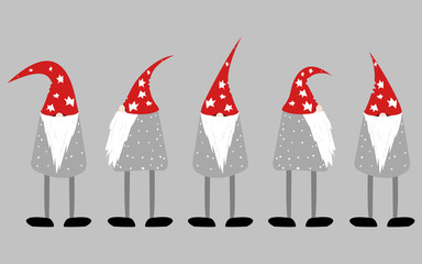 Cute unusual gnomes. Festive greetings. Christmas card. Vector illustration.