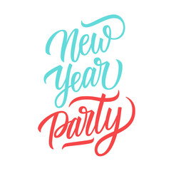 New Year Party handwritten inscription. Creative lettering for holiday greetings, party posters and invitations. Vector illustration.