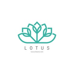 Flower Logo abstract design vector template. Lotus SPA icon. Cosmetics Hotel Garden Beauty salon Logotype concept.