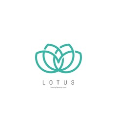 Flower Logo abstract design vector template. Lotus SPA icon. Cosmetics Hotel Garden Beauty salon Logotype concept.