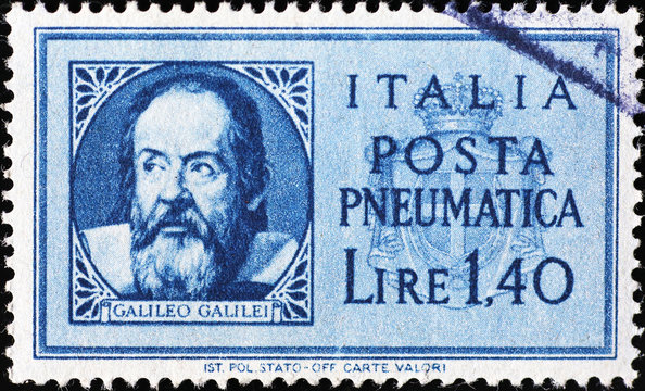 Galileo Galilei on ancient italian postage stamp