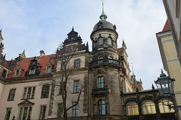 Fototapeta na wymiar Corner turret of with indoor passage, Dresden Castle.