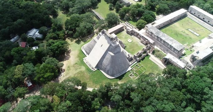 Aerial view of Uxmal mayan ruins