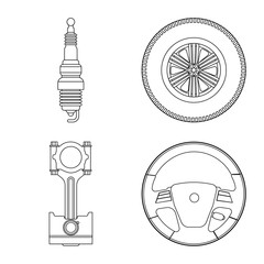 Isolated object of auto and part sign. Set of auto and car stock vector illustration.