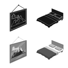 Isolated object of bedroom and room icon. Collection of bedroom and furniture vector icon for stock.