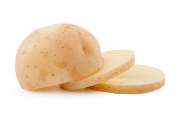 raw yellow potato isolated on white background