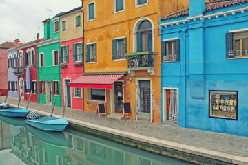 Fototapeta na wymiar Colorful buildings in Burano island. Architecture of Burano island near Venice, Italy, Europe.