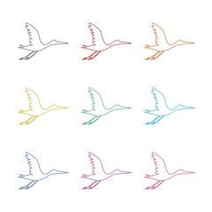 Stork sign or logo, Stork icon, color set