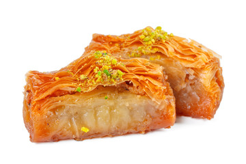 Turkish Ramadan Dessert Baklava isolated on white