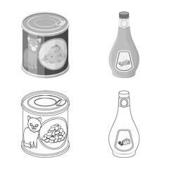 Isolated object of can and food sign. Set of can and package vector icon for stock.