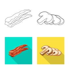 Isolated object of burger and sandwich sign. Set of burger and slice stock vector illustration.