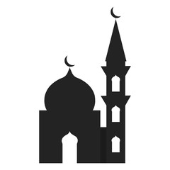Islamic template, logo, pattern, grey mosque, icon, isolated on white background.