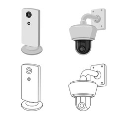 Vector illustration of cctv and camera logo. Set of cctv and system stock vector illustration.
