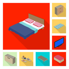 Vector design of bedroom and room symbol. Set of bedroom and furniture stock symbol for web.