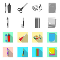 Vector illustration of office and supply symbol. Collection of office and school vector icon for stock.