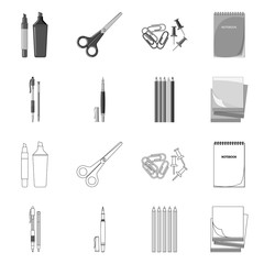 Vector design of office and supply symbol. Collection of office and school stock vector illustration.