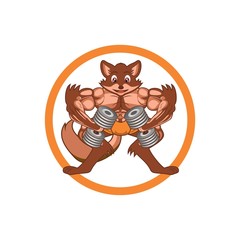 Cartoon fox character fitness body building vector eps format