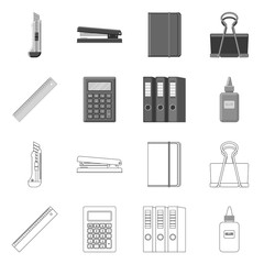 Vector design of office and supply icon. Collection of office and school stock vector illustration.