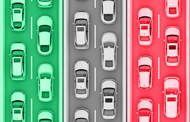 stripes with cars in the color of the flag of Italy