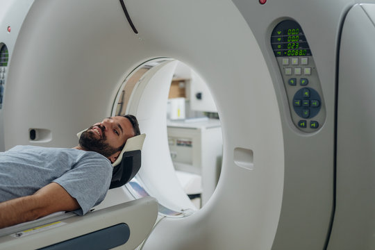 Patient Lying on the CT Scanner Bed