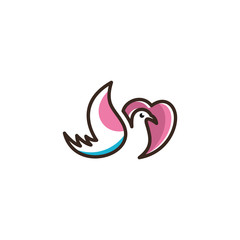 Naklejka premium vector logo Love bird icon line art picture