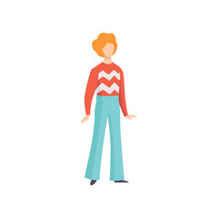 Young man wearing vintage clothing, retro fashion people from 70s vector Illustration on a white background