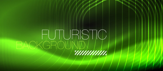 Neon glowing lines, magic energy space light concept, abstract background wallpaper design
