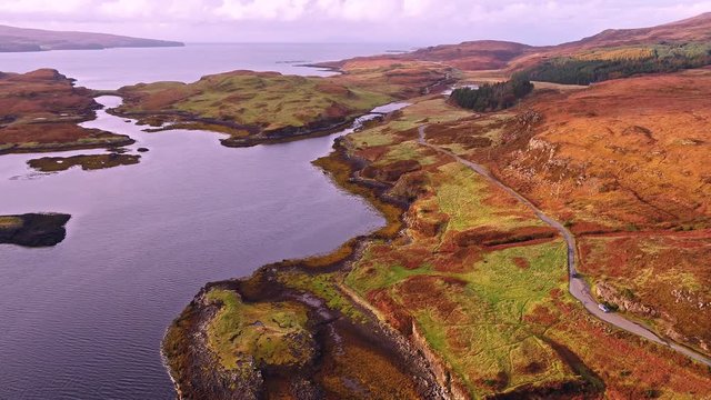Flying over the beautiful west coast close to Dunvegan Castle - Scotland