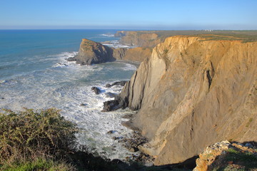 Dramatic cliffs near Arrifana beach (Aljezur), with colorful landscape, Costa Vicentina, Algarve, Portugal