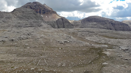 Trail to the shelter on mount Piz Boe in the Dolomites Italy