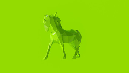 Lime Green Polygon Horse 3d illustration 3d rendering	