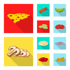 Isolated object of burger and sandwich logo. Collection of burger and slice stock symbol for web.