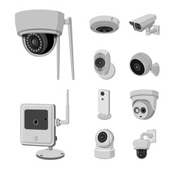 Vector illustration of cctv and camera icon. Set of cctv and system stock vector illustration.