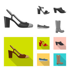 Vector design of footwear and woman logo. Set of footwear and foot vector icon for stock.