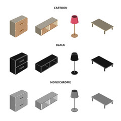 Isolated object of bedroom and room logo. Collection of bedroom and furniture vector icon for stock.