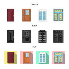 Vector design of door and front logo. Set of door and wooden stock vector illustration.