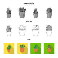 Vector illustration of cactus and pot logo. Set of cactus and cacti vector icon for stock.