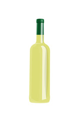Bottle of White Wine Isolated on Blank Background.