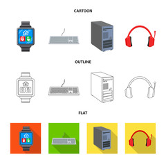 Vector design of laptop and device sign. Set of laptop and server stock symbol for web.