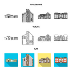 Obraz premium Isolated object of building and front icon. Collection of building and roof stock vector illustration.