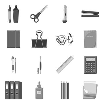 Isolated object of office and supply sign. Set of office and school vector icon for stock.