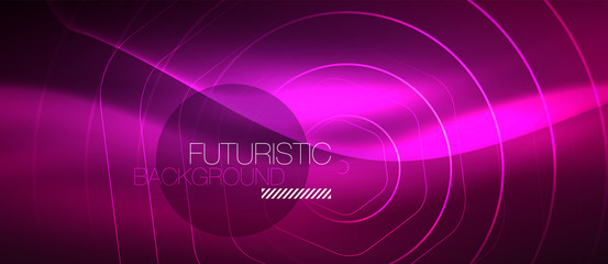 Neon glowing wave, magic energy and light motion background. Vector wallpaper template
