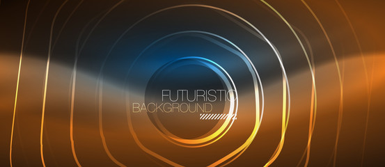 Neon glowing lines, magic energy space blue light concept, abstract background wallpaper design