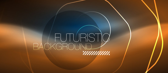 Neon glowing lines, magic energy space blue light concept, abstract background wallpaper design