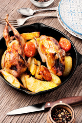 Roasted quail with vegetable