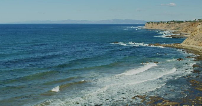Slow motion of waves and Pacific Ocean from Point Vincente Lighthouse at Rancho Palos Verdes, California