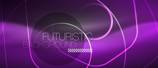 Black and glowing color lines neon design, magin techno template background
