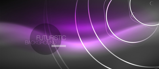 Black and glowing color lines neon design, magin techno template background