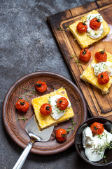 polenta with baked tomatoes and cream cheese